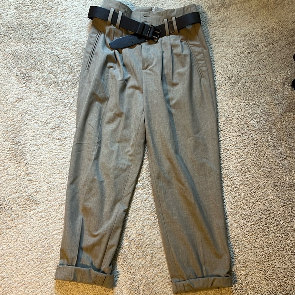 Zara cropped brown taupe trouser pants S